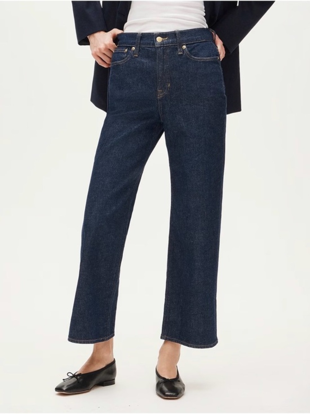J. CREW TALL '96 Slim Wide Leg High Rise Jeans In Dark Indigo Size 32T CC581